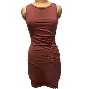 Treasure & Bond Ruched Side Sleeveless Tank Dress Mauve Size XS